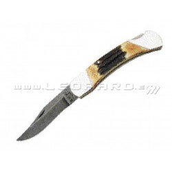 BC597D Navaja Bear & Son Folding Hunter Damascus Stag Bone