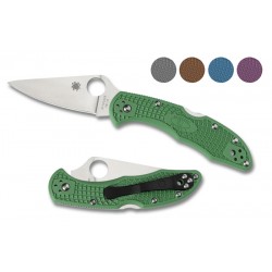 SC11FPGR Navaja Spyderco Delica Flat Ground Plain Edge Green FRN