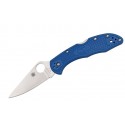 Navaja Spyderco Delica Flat Ground Plain Edge Blue FRN