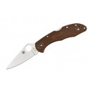 Navaja Spyderco Delica Flat Ground Plain Edge Brown FRN