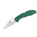 Navaja Spyderco Delica Flat Ground Plain Edge Green FRN