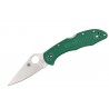 Navaja Spyderco Delica Flat Ground Plain Edge Green FRN