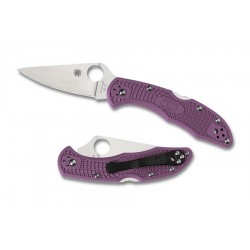 Spyderco Delica Flat Ground Filo Liso Purple FRN