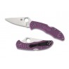 Spyderco Delica Flat Ground Filo Liso Purple FRN