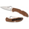 Navaja Spyderco Delica Flat Ground Plain Edge Brown FRN
